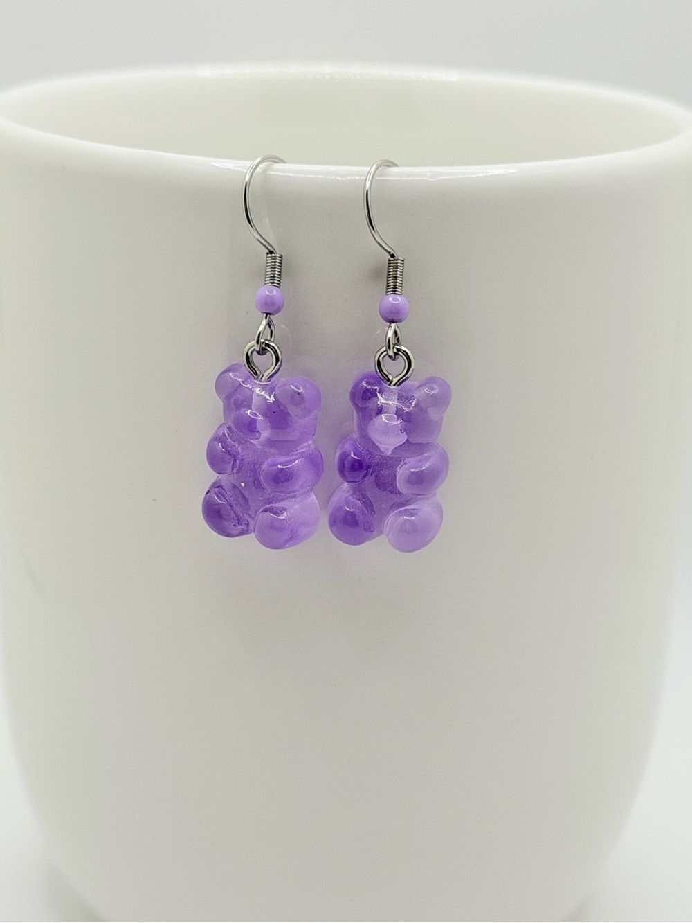 Handmade Purple Gummy Bear Drop Earrings Festival Y2K Jewelry